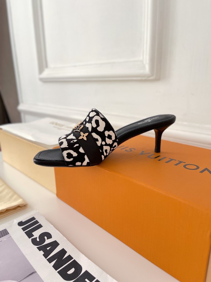 Louis Vuitton Womens Shoes Sandals Slippers Luxury Brand REVIVAL MULE 1A8W32 calf leather with Original Box 5.5cm Heel
