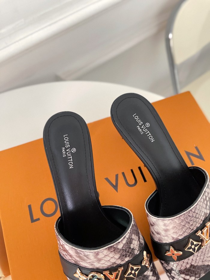 Louis Vuitton Womens Shoes Sandals Slippers Luxury Brand REVIVAL MULE 1A8W32 calf leather with Original Box 5.5cm Heel