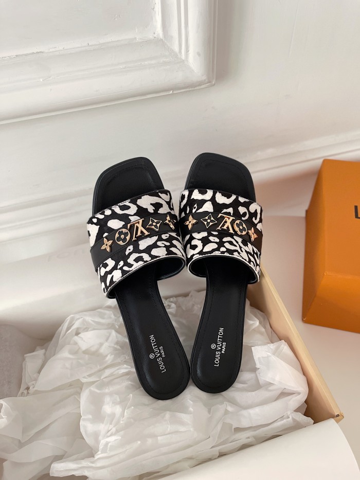 Louis Vuitton Womens Shoes Sandals Slippers Luxury Brand REVIVAL MULE 1A8W32 calf leather with Original Box 5.5cm Heel