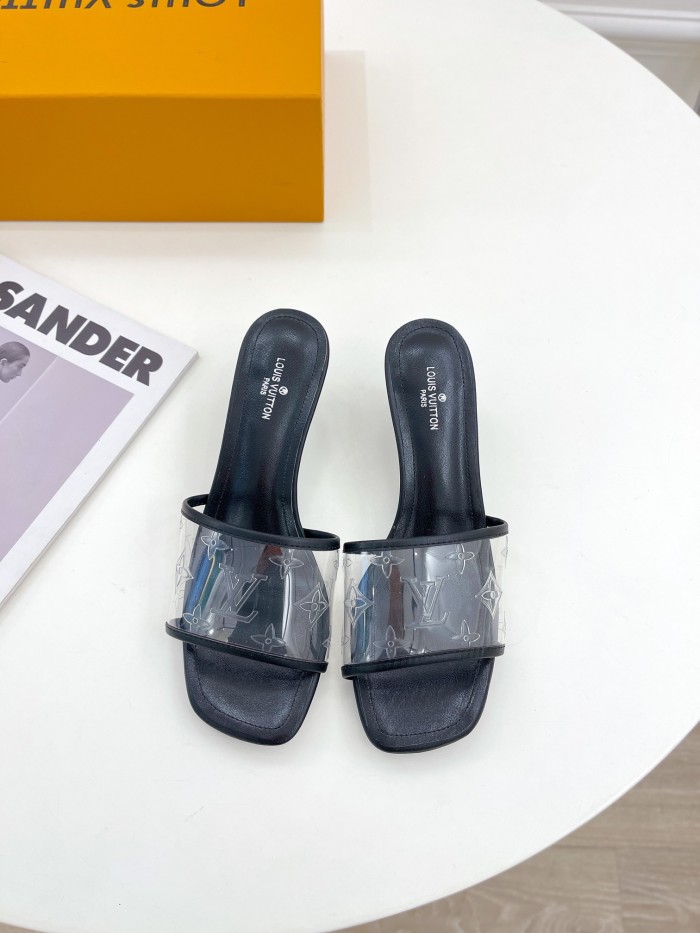Louis Vuitton Womens Shoes Sandals Slippers Luxury Brand REVIVAL MULE 1A9P06 Monogram-embossed lambskin with Original Box 5.5cm Heel