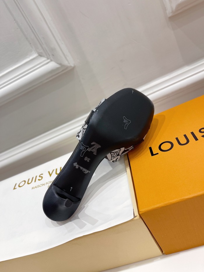 Louis Vuitton Womens Shoes Sandals Slippers Luxury Brand REVIVAL MULE 1A8W32 calf leather with Original Box 5.5cm Heel