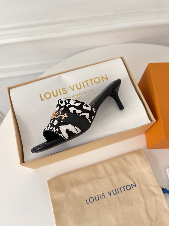 Louis Vuitton Womens Shoes Sandals Slippers Luxury Brand REVIVAL MULE 1A8W32 calf leather with Original Box 5.5cm Heel