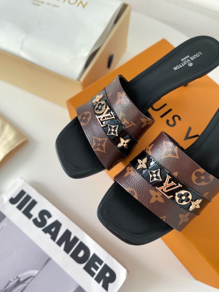 Louis Vuitton Womens Shoes Sandals Slippers Luxury Brand REVIVAL MULE 1A8W32 calf leather with Original Box 5.5cm Heel