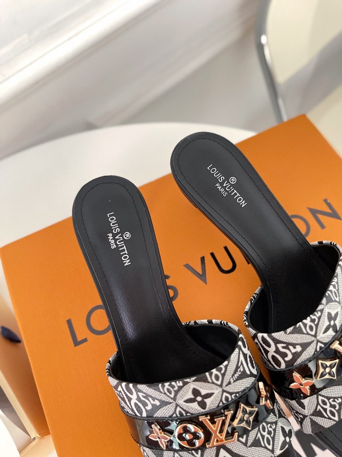Louis Vuitton Womens Shoes Sandals Slippers Luxury Brand REVIVAL MULE 1A8W32 calf leather with Original Box 5.5cm Heel