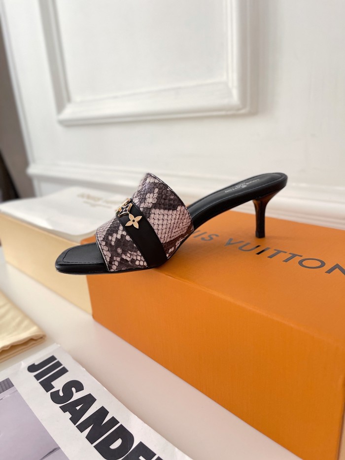 Louis Vuitton Womens Shoes Sandals Slippers Luxury Brand REVIVAL MULE 1A8W32 calf leather with Original Box 5.5cm Heel