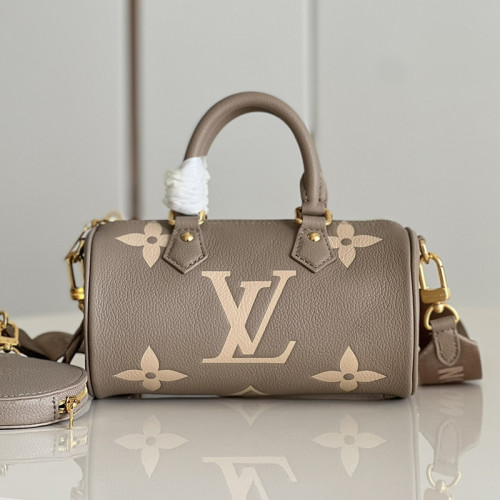 Louis Vuitton Womens Bags Shoulder Messenger Bags Luxury Brand PAPILLON BB M46031 Tourterelle / Crème Beige Embossed supple grained cowhide leather