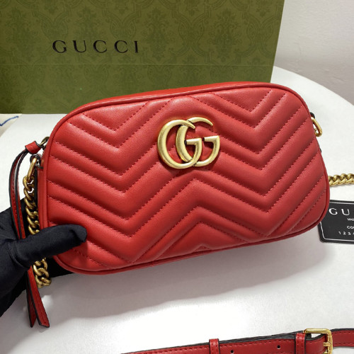 Gucci Womens Bags Crossbody Design Shoulder Bags Luxury Brand Red Leather GG Marmont Small Shoulder Bag 447632 DTD1T 6433
