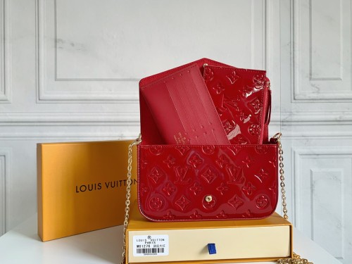 Louis Vuitton Womens Bags Shoulder Messenger Bag Luxury Brand FÉLICIE Patent Monogram coated canvas with Original Box M80091