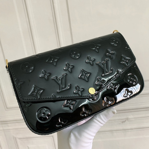 Louis Vuitton Womens Bags Shoulder Messenger Bag Luxury Brand FÉLICIE Patent Monogram coated canvas with Original Box M80091
