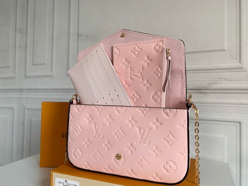Louis Vuitton Womens Bags Shoulder Messenger Bag Luxury Brand FÉLICIE Patent Monogram coated canvas with Original Box M80091