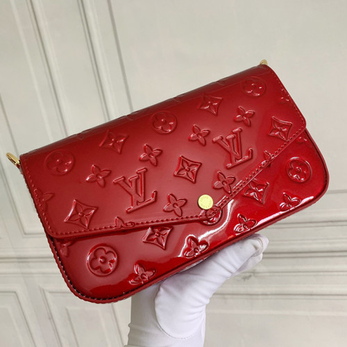 Louis Vuitton Womens Bags Shoulder Messenger Bag Luxury Brand FÉLICIE Patent Monogram coated canvas with Original Box M80091
