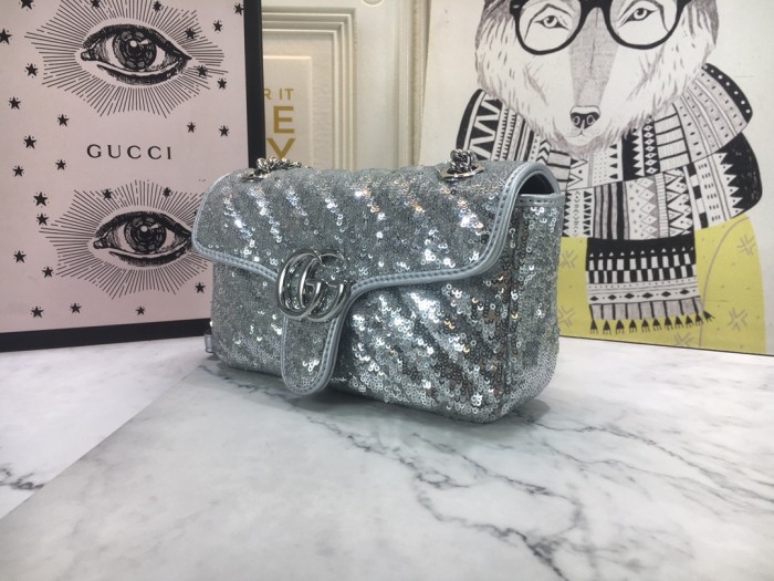 Gucci Womens Bags Shoulder Messenger Bag Luxury Brand Gucci GG Marmont matelassé mini bag with Original Box 446744 UM8AF 4340