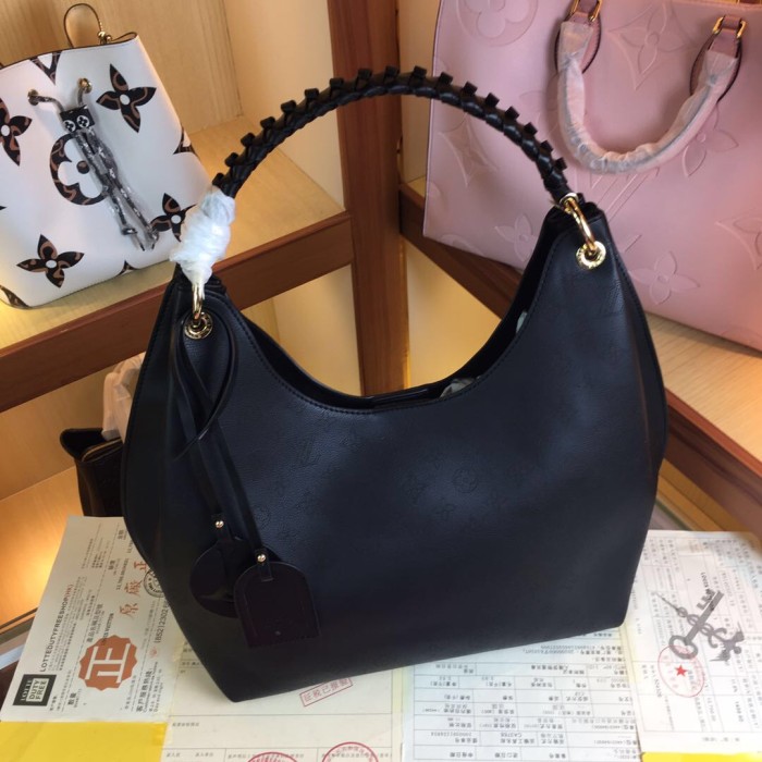 Louis Vuitton Womens Bags Messenger Shoulder Bags Handbags Luxury Brand CARMEL M52950 Black Mahina perforated calf leather