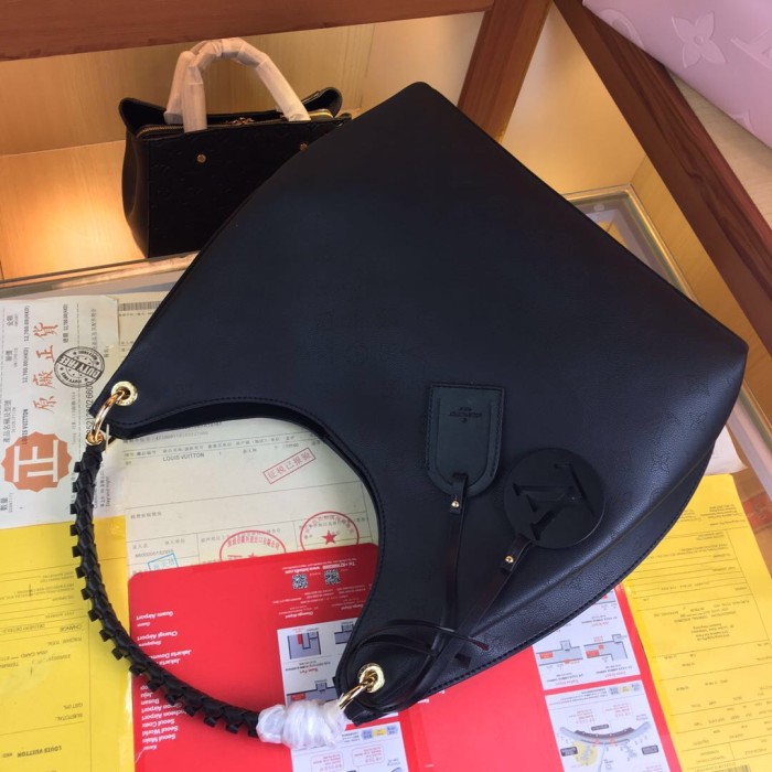 Louis Vuitton Womens Bags Messenger Shoulder Bags Handbags Luxury Brand CARMEL M52950 Black Mahina perforated calf leather