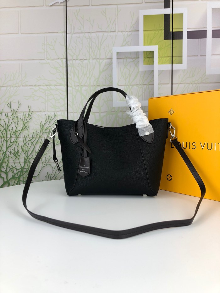Louis Vuitton Womens Shoulder Bags Handbags Luxury Brand Fashion HINA PM Black Mahina perforated calf leather M54350
