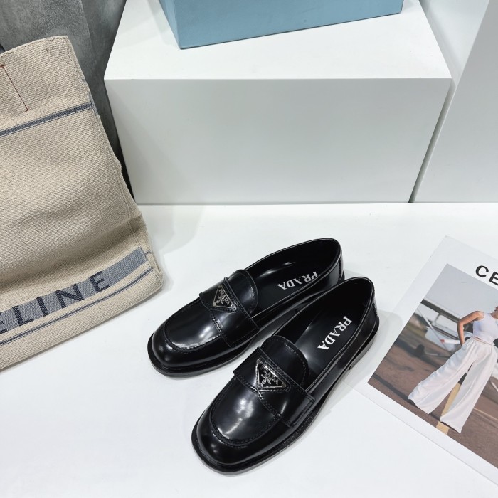 Prada Womens Shoes Casual Loafers Luxury Brand Unlined brushed leather loafers 1D238M_055_F0002_F_020 with Original Box