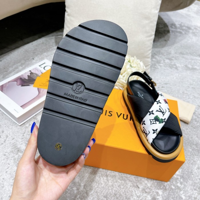 Louis Vuitton Womens Shoes Sandals Slippers Luxury Brand Louis Vuitton POOL PILLOW COMFORT SANDAL Recycled, printed nylon with Original Box 1A9PP5