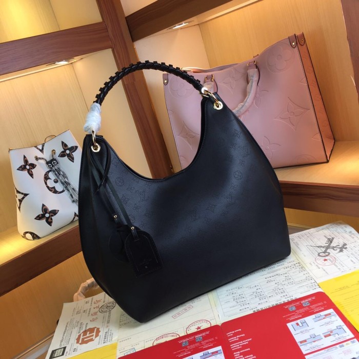 Louis Vuitton Womens Bags Messenger Shoulder Bags Handbags Luxury Brand CARMEL M52950 Black Mahina perforated calf leather