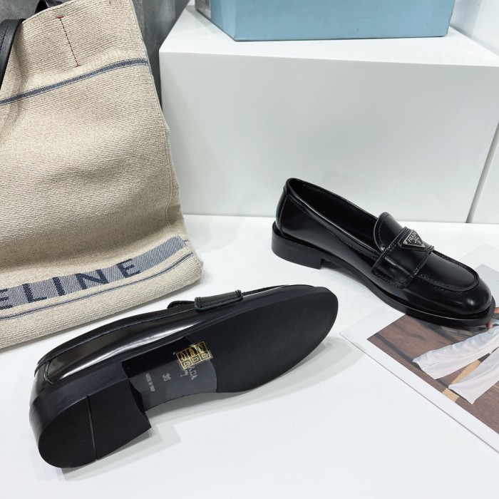 Prada Womens Shoes Casual Loafers Luxury Brand Unlined brushed leather loafers 1D238M_055_F0002_F_020 with Original Box
