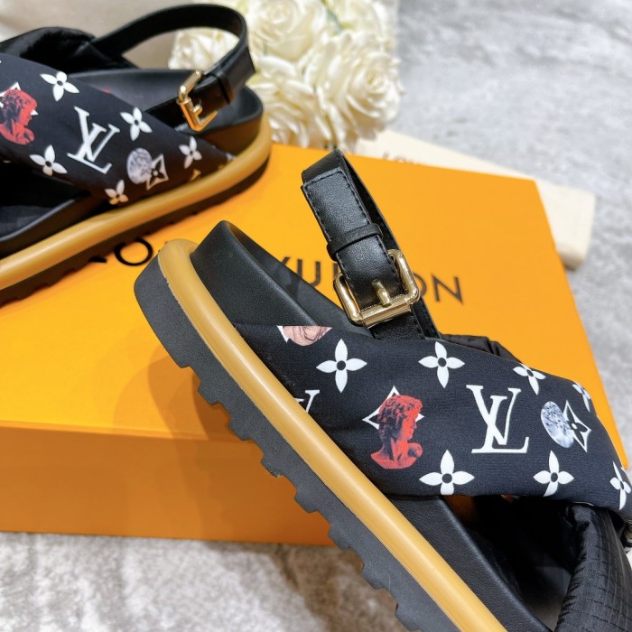 Louis Vuitton Womens Shoes Sandals Slippers Luxury Brand Louis Vuitton POOL PILLOW COMFORT SANDAL Recycled, printed nylon with Original Box 1A9PP5