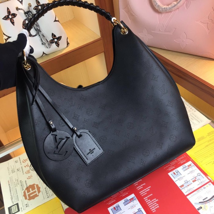 Louis Vuitton Womens Bags Messenger Shoulder Bags Handbags Luxury Brand CARMEL M52950 Black Mahina perforated calf leather