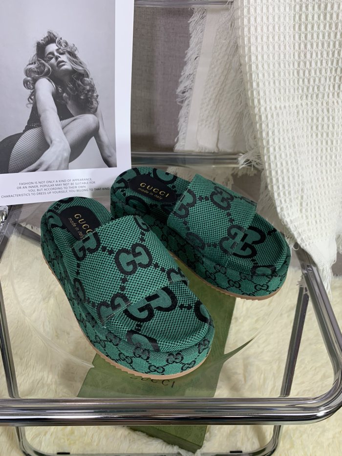 Gucci Womens Shoes Platform Slide Slippers Sandal Summer Design Luxury Brand Women's platform slide sandal with Original Box 623212 UKO00 2580
