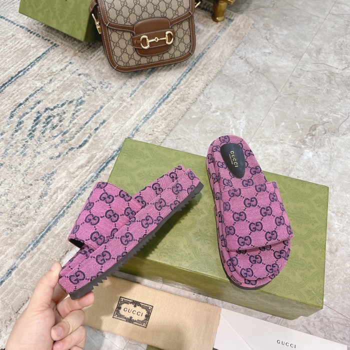 Gucci Womens Shoes Platform Slide Slippers Sandal Summer Design Luxury Brand Women's platform slide sandal with Original Box 623212 UKO00 2580