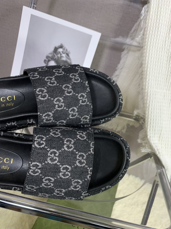 Gucci Womens Shoes Platform Slide Slippers Sandal Summer Design Luxury Brand Women's platform slide sandal with Original Box 623212 UKO00 2580
