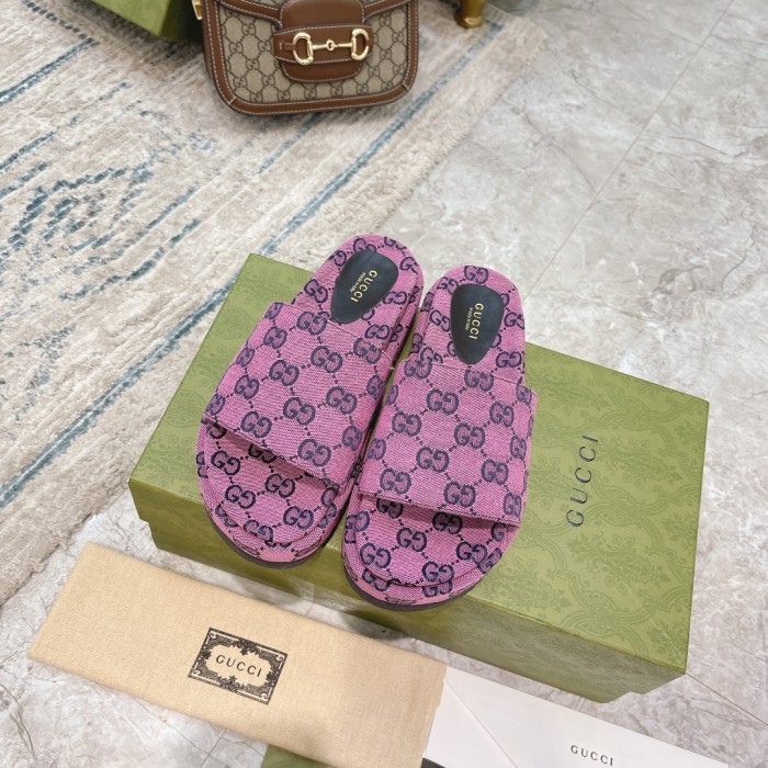 Gucci Womens Shoes Platform Slide Slippers Sandal Summer Design Luxury Brand Women's platform slide sandal with Original Box 623212 UKO00 2580