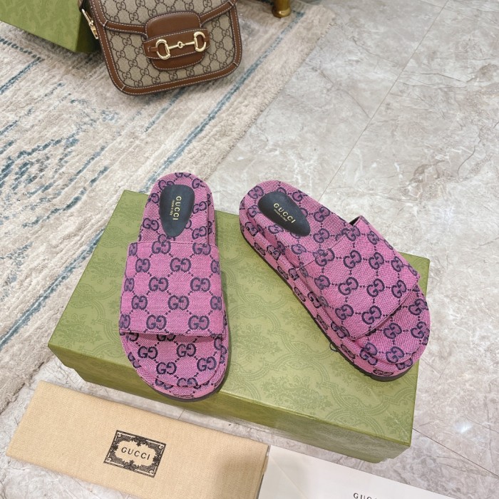 Gucci Womens Shoes Platform Slide Slippers Sandal Summer Design Luxury Brand Women's platform slide sandal with Original Box 623212 UKO00 2580