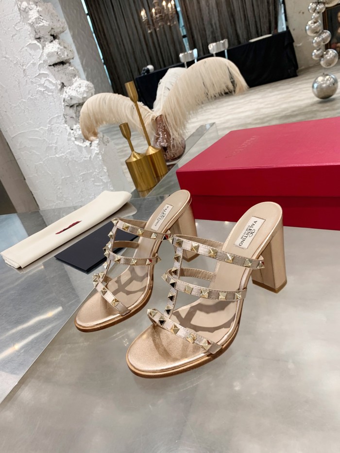 Valentino Women Shoes Mule Flip Flop Sandals ROMAN STUD SLIDE SANDAL IN QUILTED NAPPA with Original Box Luxury Brand