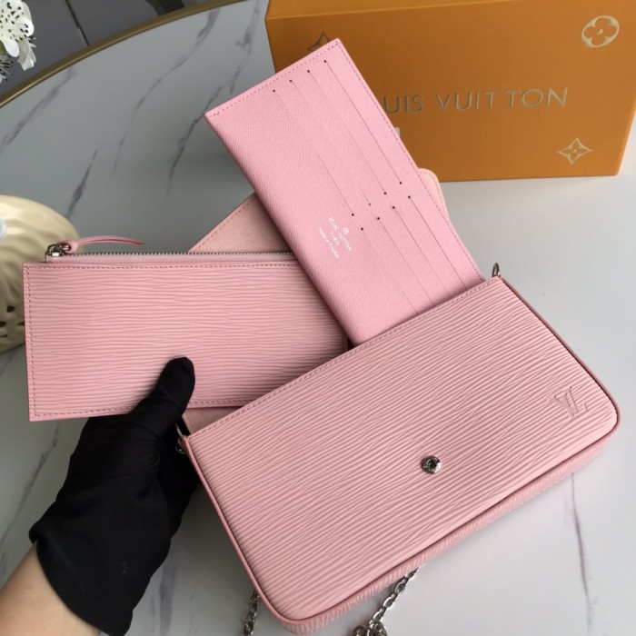 Louis Vuitton Womens Bags Shoulder Messenger Bag Luxury Brand FÉLICIE POCHETTE M62467 Rose Ballerine Pink Epi grained cowhide leather with Original Box M62467