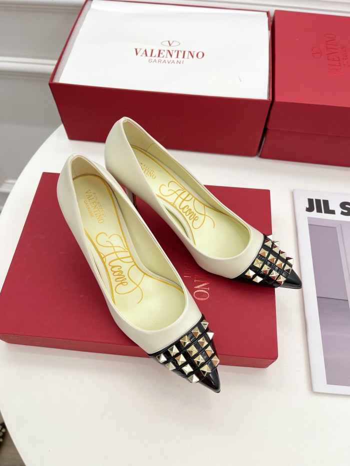 Valentino Womens Shoes ROCKSTUD SLINGBACK PUMP WITH SCULPTED HEEL IN KIDSKIN with Original Box 8cm Heel Design