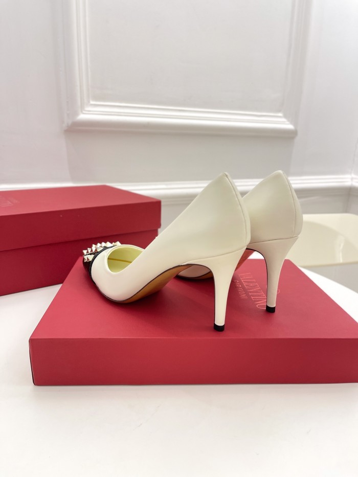 Valentino Womens Shoes ROCKSTUD SLINGBACK PUMP WITH SCULPTED HEEL IN KIDSKIN with Original Box 8cm Heel Design