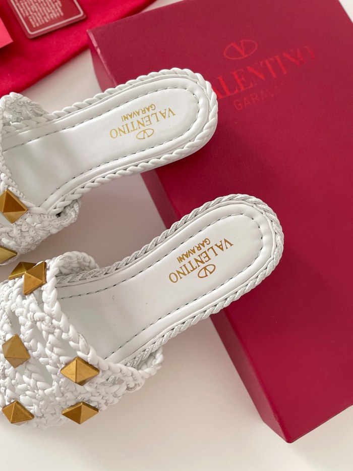 Valentino Women Shoes Mule Flip Flop Sandals ROMAN STUD SLIDE SANDAL IN QUILTED NAPPA with Original Box Luxury Brand