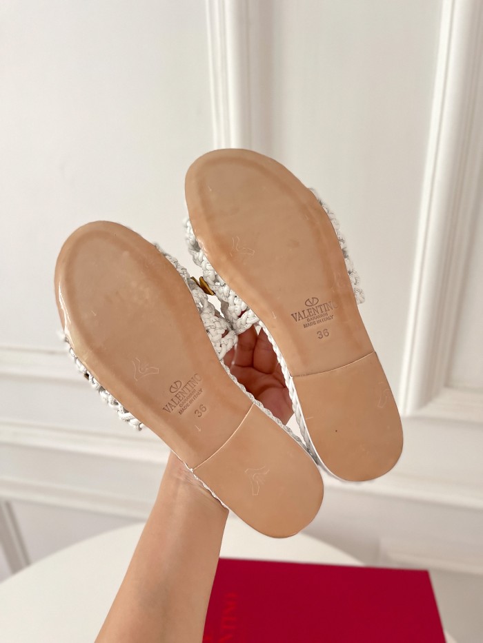 Valentino Women Shoes Mule Flip Flop Sandals ROMAN STUD SLIDE SANDAL IN QUILTED NAPPA with Original Box Luxury Brand