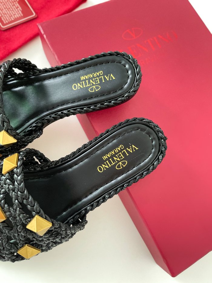 Valentino Women Shoes Mule Flip Flop Sandals ROMAN STUD SLIDE SANDAL IN QUILTED NAPPA with Original Box Luxury Brand