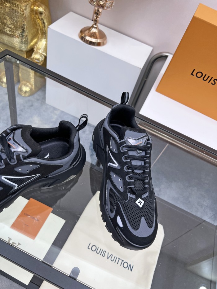 Louis Vuitton Men Shoes Fashion Sneakers Luxury Brand Mens LV RUNNER TATIC SNEAKER Black Mix of materials with Original Box 1A9UO2