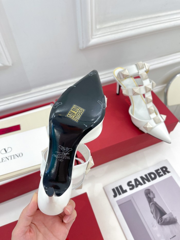 Valentino Women Shoes Mule Flip Flop Sandals ROMAN STUD SLIDE SANDAL IN QUILTED NAPPA with Original Box Luxury Brand 8cm Heel Design