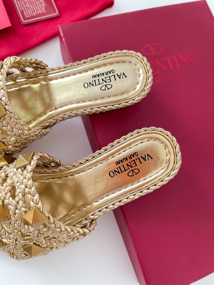 Valentino Women Shoes Mule Flip Flop Sandals ROMAN STUD SLIDE SANDAL IN QUILTED NAPPA with Original Box Luxury Brand