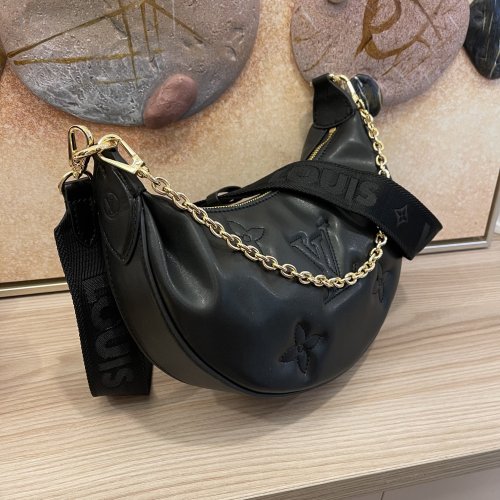 Louis Vuitton Womens Bags Shoulder Messenger Bag Luxury Brand M59799 OVER THE MOON Black Quilted and embroidered smooth calf leather with Original Box