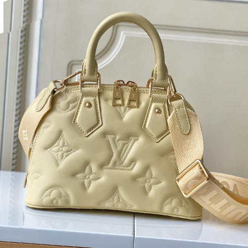 Louis Vuitton Womens Bags Handbags Luxury Brand Fashion ALMA BB with Original Box M59821 Banana Yellow Quilted and embroidered smooth calf leather