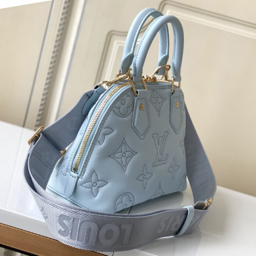 Louis Vuitton Womens Bags Handbags Luxury Brand Fashion ALMA BB with Original Box M59822 Bleu Glacier Blue Quilted and embroidered smooth calf leather