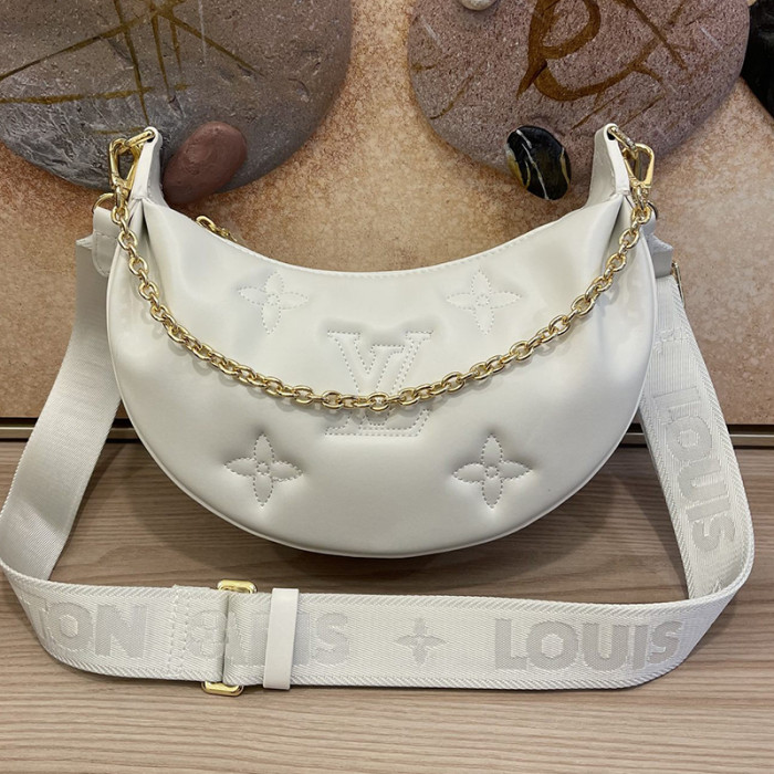 Louis Vuitton Womens Bags Shoulder Messenger Bag Luxury Brand M59959 OVER THE MOON Snow White Quilted and embroidered smooth calf leather with Original Box