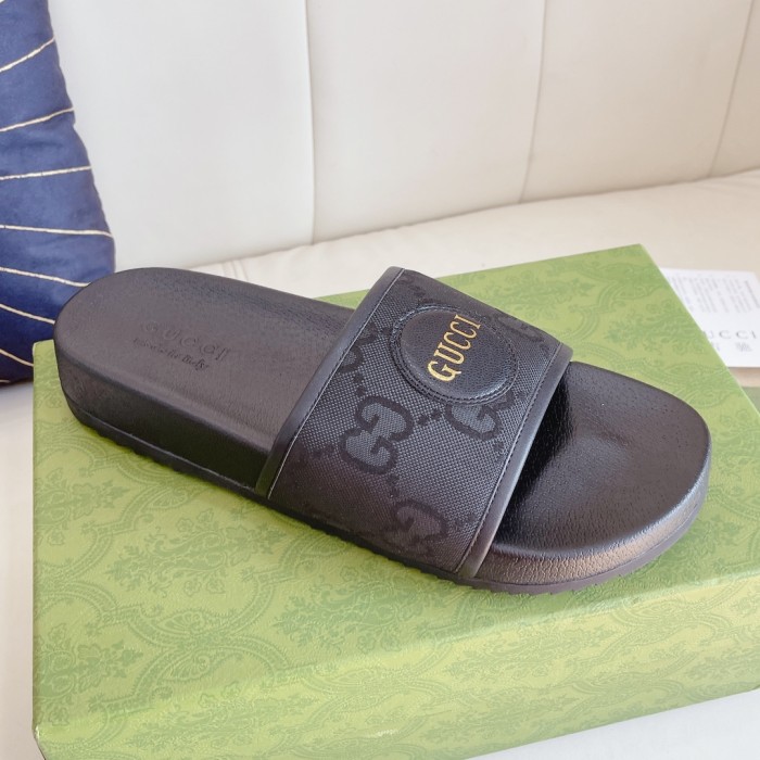 Gucci Mens Shoes Sandals Slides Slippers Luxury Brand Men's Gucci Off The Grid slides in black GG ECONYL with Original Box 644754 H9H90 1000