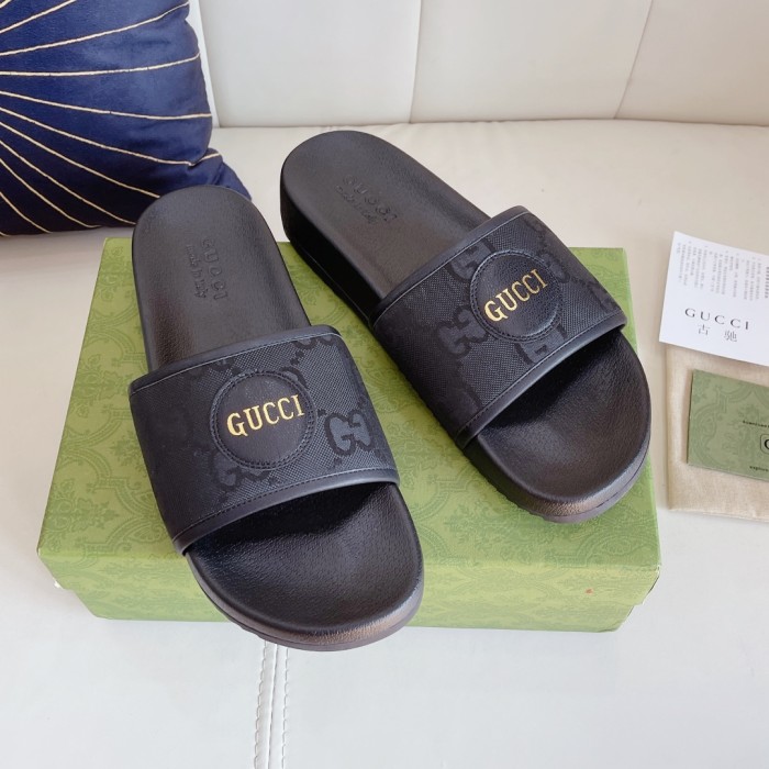 Gucci Mens Shoes Sandals Slides Slippers Luxury Brand Men's Gucci Off The Grid slides in black GG ECONYL with Original Box 644754 H9H90 1000
