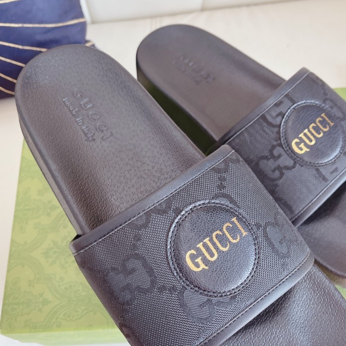 Gucci Mens Shoes Sandals Slides Slippers Luxury Brand Men's Gucci Off The Grid slides in black GG ECONYL with Original Box 644754 H9H90 1000