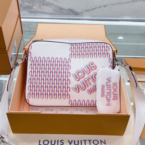 Louis Vuitton Mens Shoulder Bags Luxury Brand Fashion Type TRIO MESSENGER M20665 White Damier Spray cowhide leather with Original Box