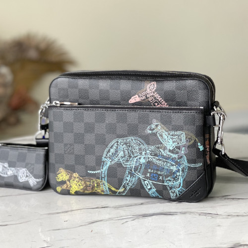 Louis Vuitton Mens Shoulder Bags Luxury Brand Fashion Type TRIO MESSENGER N58040  Damier Graphite coated canvas with Original Box