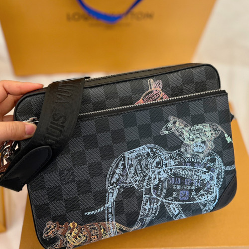 Louis Vuitton Mens Shoulder Bags Luxury Brand Fashion Type TRIO MESSENGER N58040  Damier Graphite coated canvas with Original Box